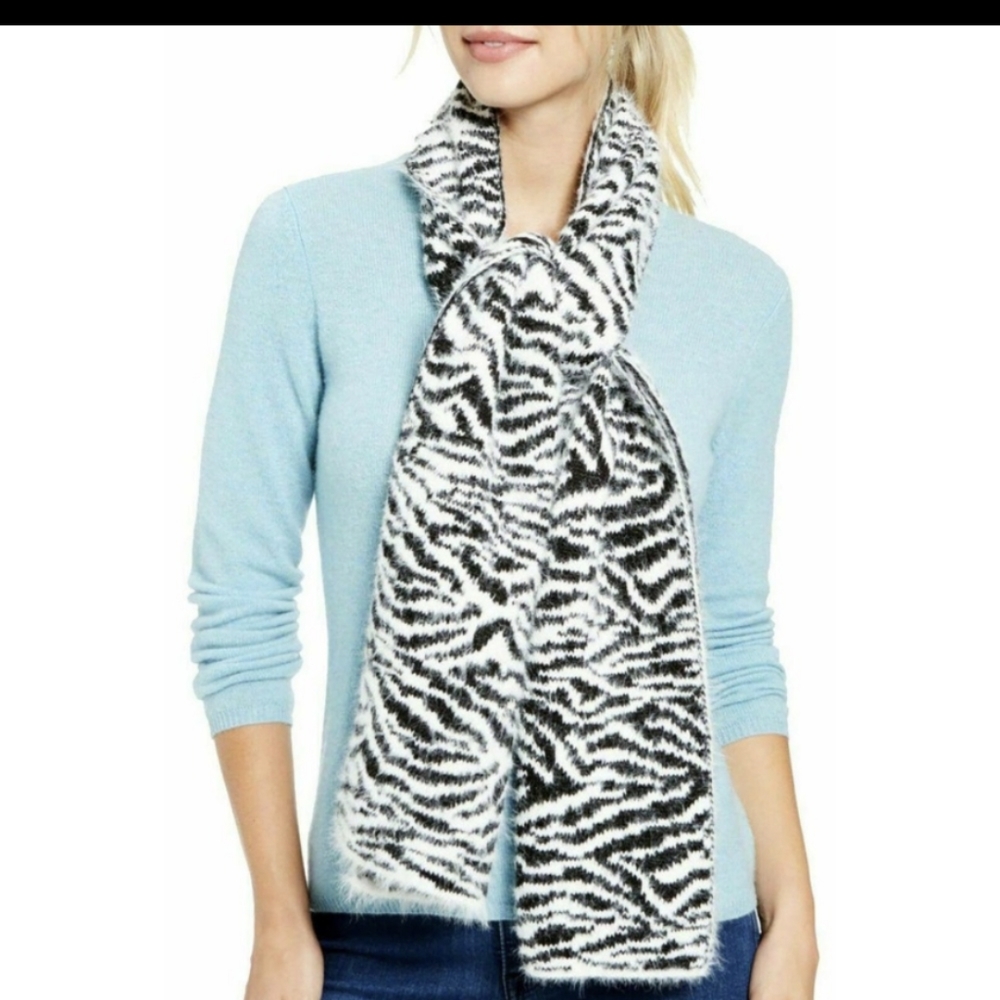 DKNY Zebra Print Fuzzy‎ Scarf